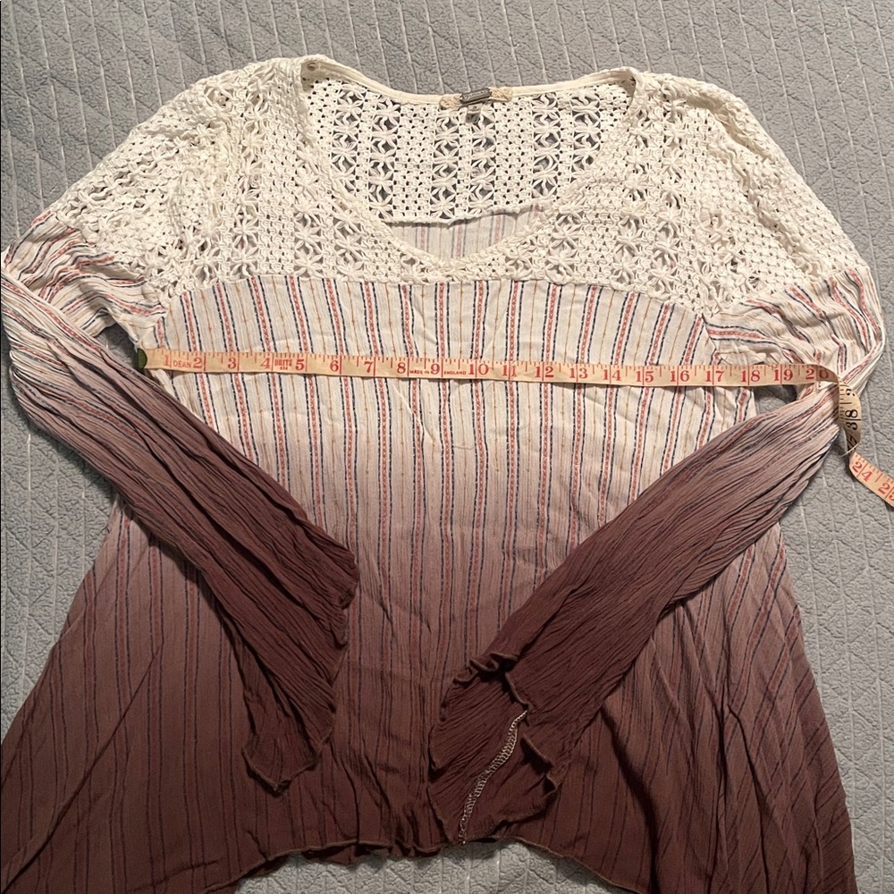 White and Brown Knit Top